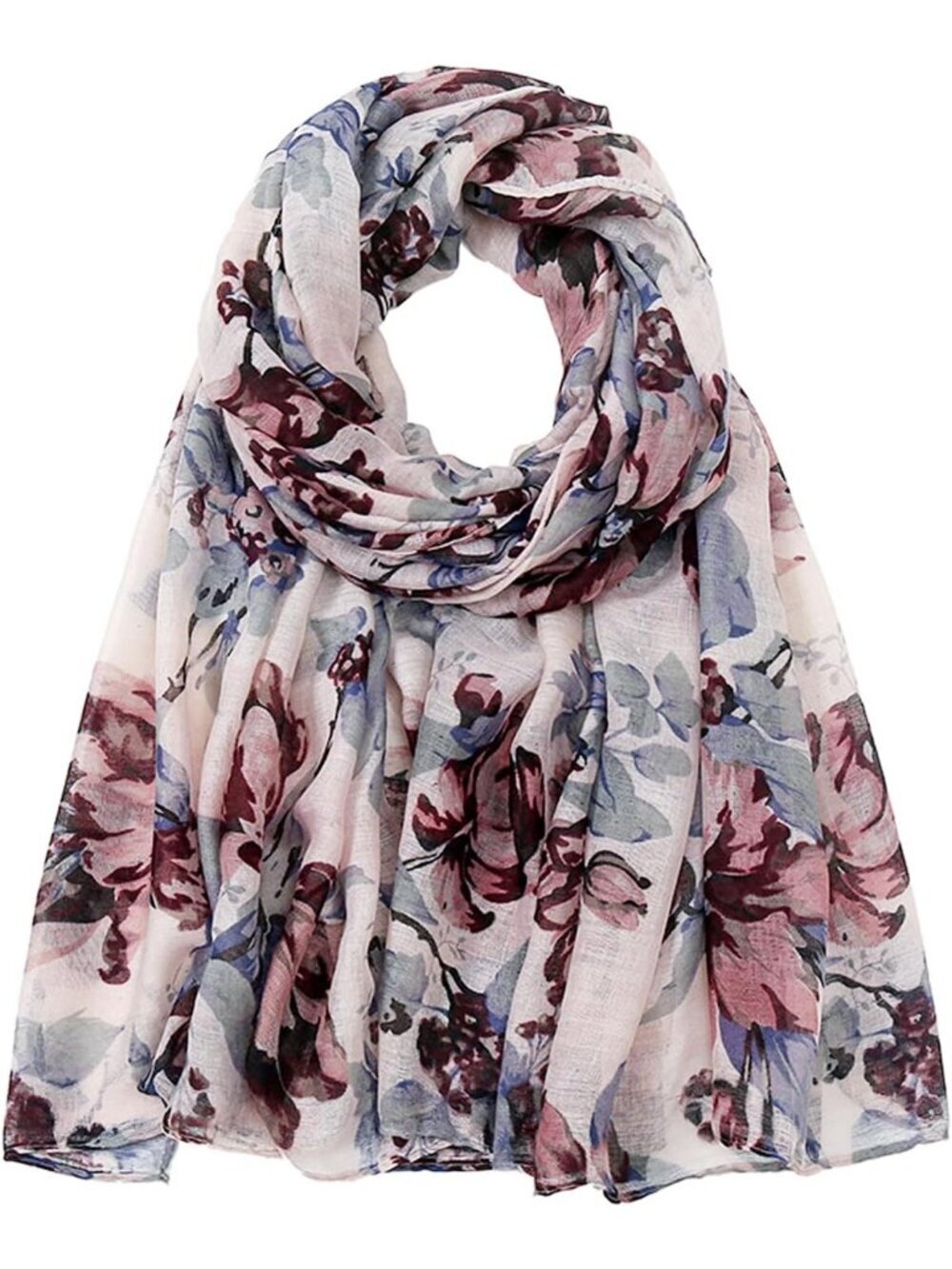 Women's Purple- multi Cover Hijab Cotton Voile Wrap for Spring Fall Scarf Shawl